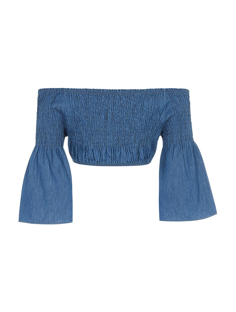 Crop-top en jean - denim - 5