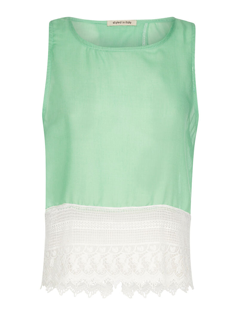 Débardeur dos ouvert à dentelle - vert pomme - 3