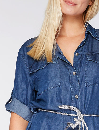 Combishort ceinture irisée - denim foncé - 3