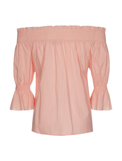 Blouse fleurs en point de croix - rose - 2