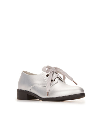 Derbies unies à oeillets - argent - 3