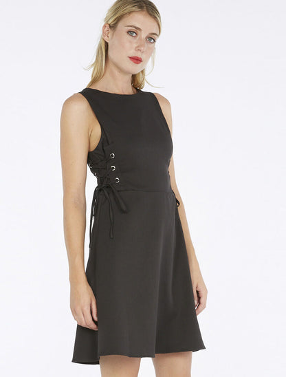 Robe côtés avec corsage - noir - 1