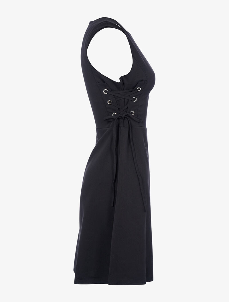 Robe côtés avec corsage - noir - 4