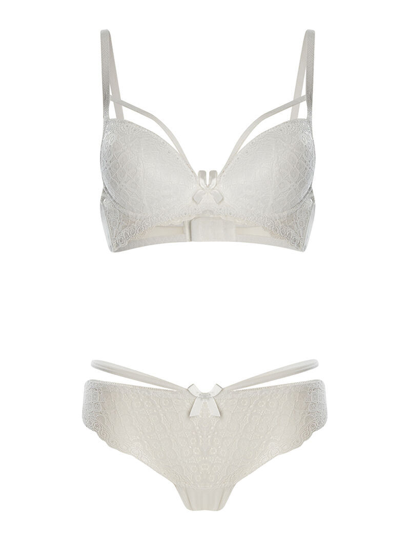Ensemble SG et string poitrine lace - blanc - 1
