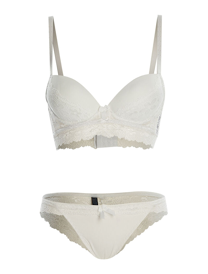 Ensemble SG et culotte  à bord dentelle - blanc - 1
