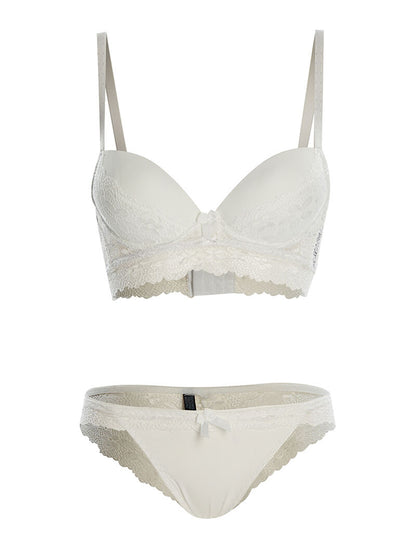 Ensemble SG et culotte  à bord dentelle - blanc - 1