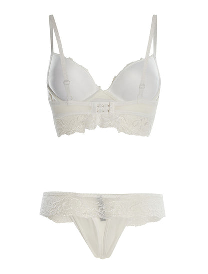 Ensemble SG et string à bord dentelle - blanc - 2