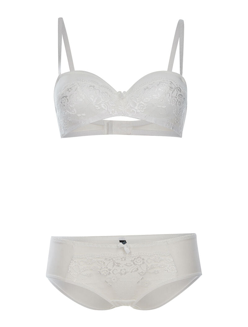 Ensemble SG corbeille dentelle et culotte - blanc - 1