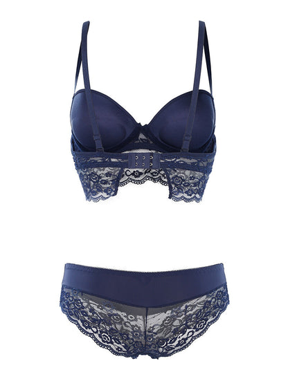 Ensemble SG et culotte dentelle - marine - 2