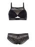 Ensemble SG effet brassière et culotte bord dentellé - noir - 1
