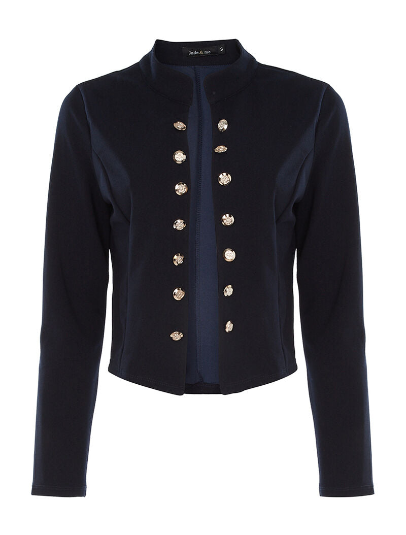 Veste basic boutons dorés - marine - 3