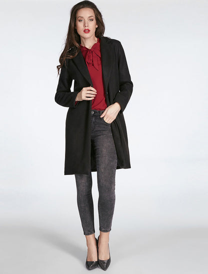 Manteau fermeture un bouton - noir - 1