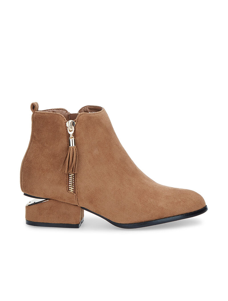 Bottines avec talon à découpe - camel - 1