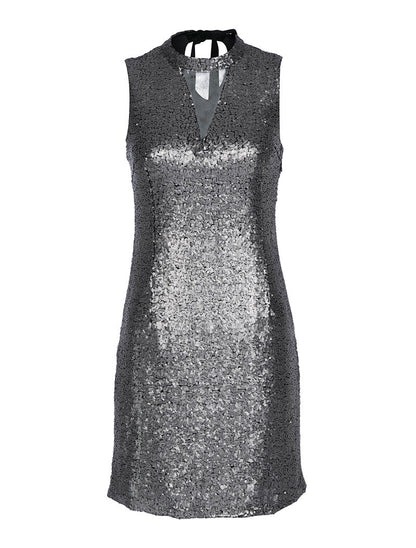 Robe de soirée ornée de sequins - argent - 1