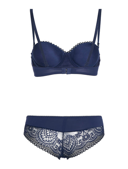 Ensemble SG et culotte dentelle - marine - 2