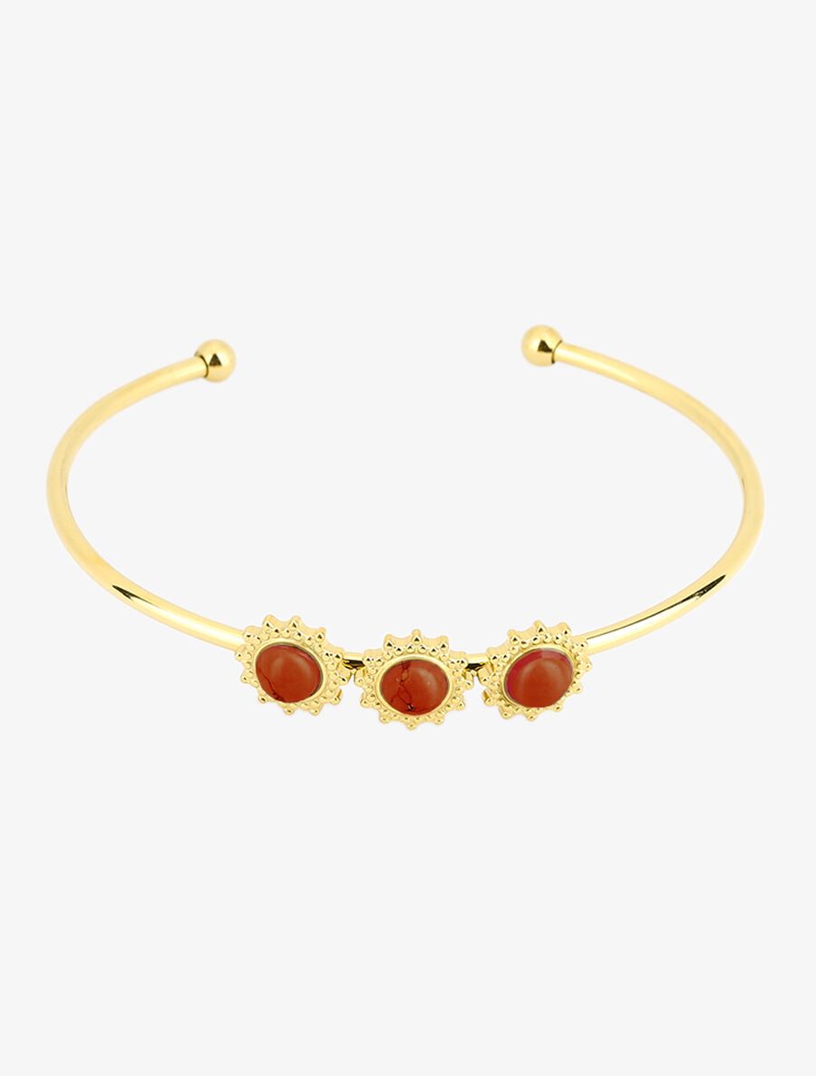 Bracelet jonc style soleils stylisés - Or/rouge - 1