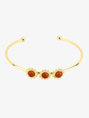 Bracelet jonc style soleils stylisés - Or/rouge - 1