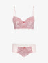 Ensemble bustier en dentelle et résille - Blanc/rouge - 1