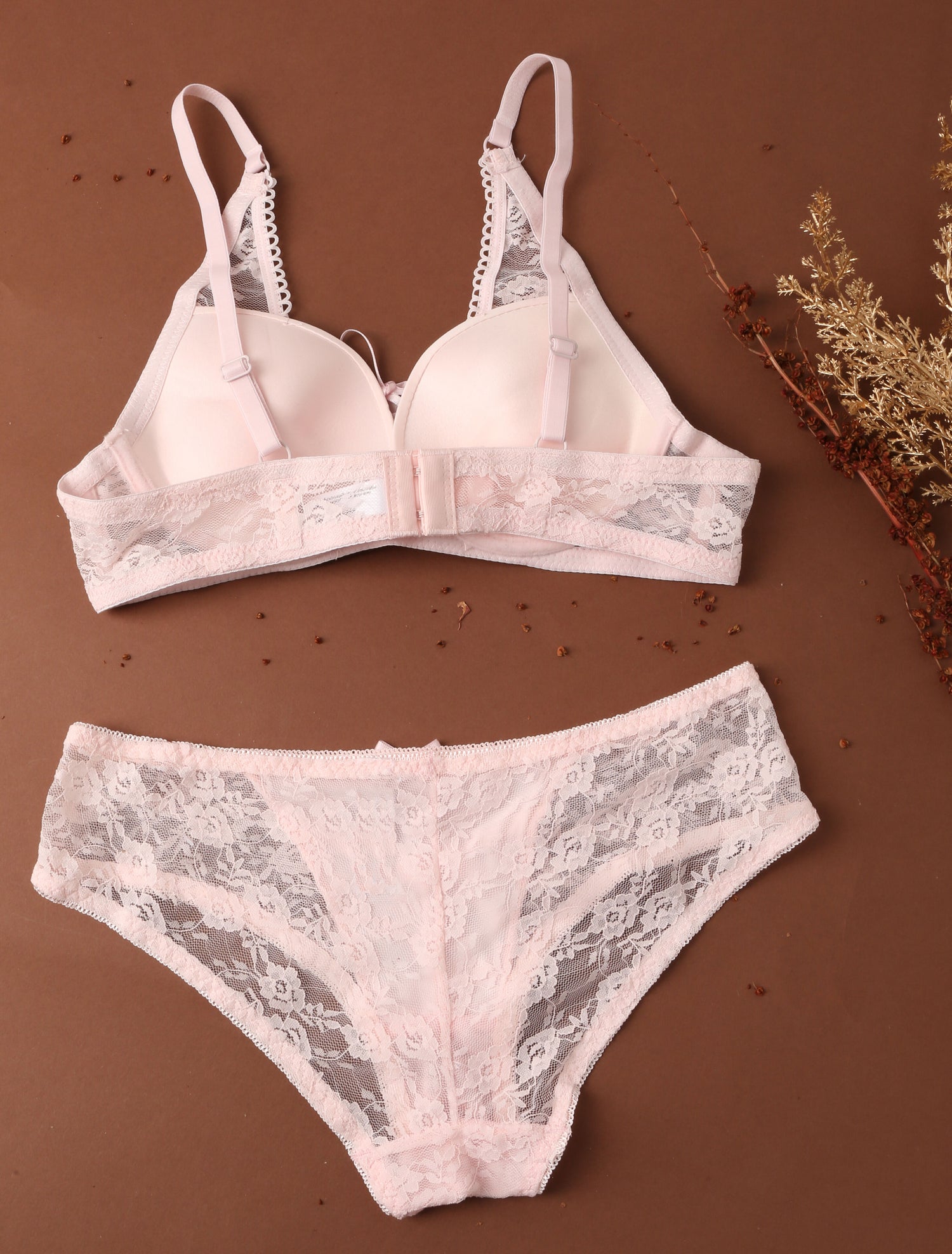 Ensemble sexy à corsage - Rose poudré - 2