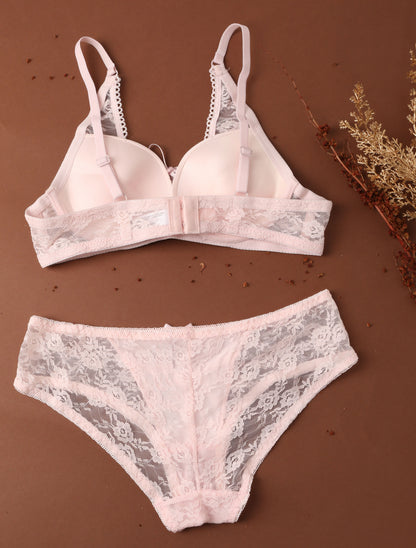 Ensemble sexy à corsage - Rose poudré - 2