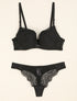 Ensemble en dentelle et tulle à liens - Noir - 4