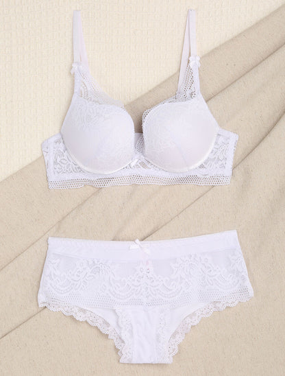 Ensemble en dentelle fleurie - Blanc - 4