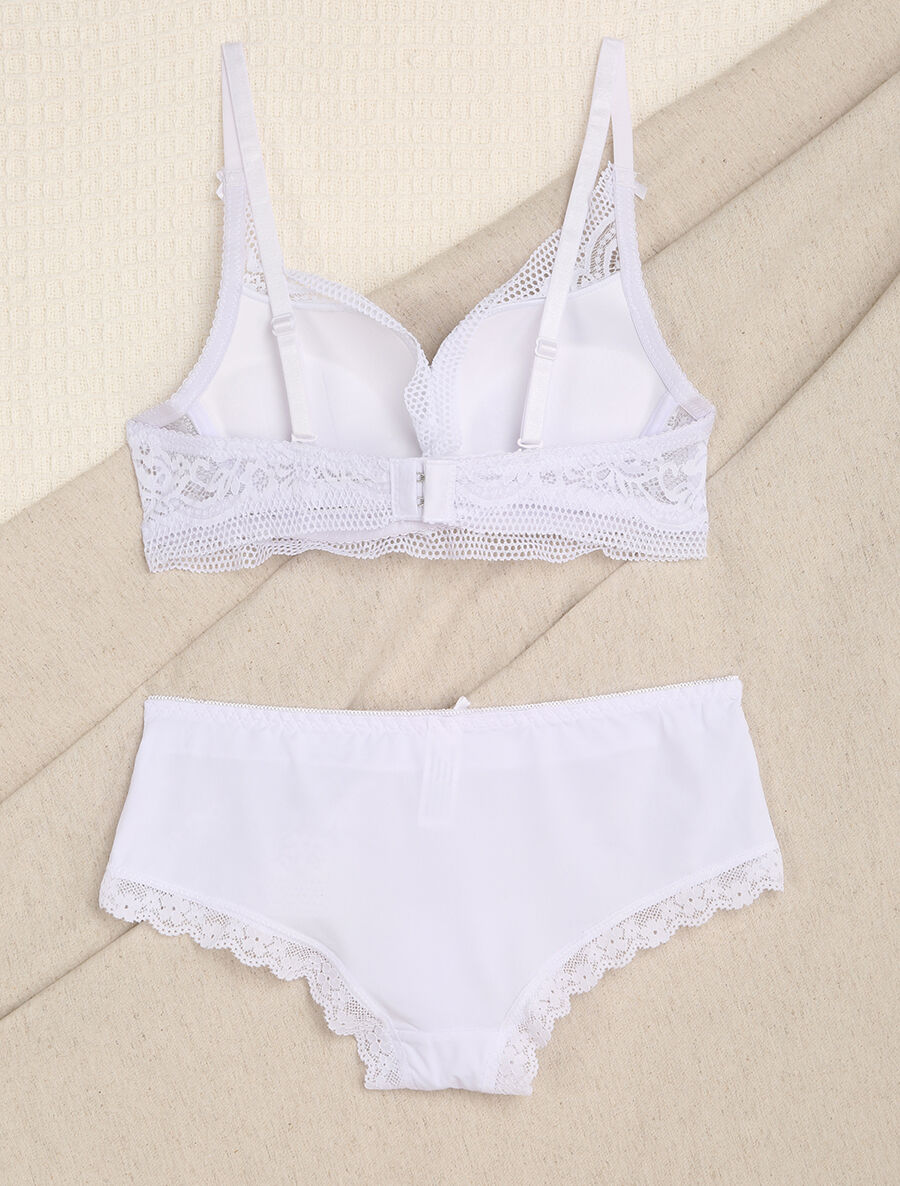 Ensemble en dentelle fleurie - Blanc - 2