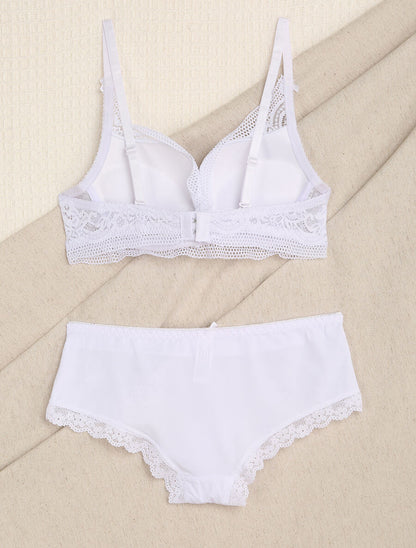 Ensemble en dentelle fleurie - Blanc - 2