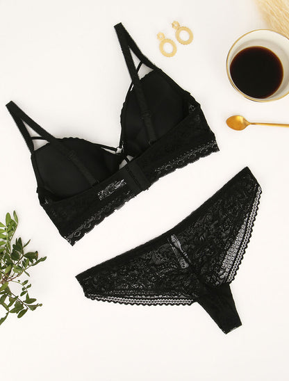Ensemble à bords dentelle et lace out - Noir - 2