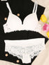 Ensemble emboitant en résille et en dentelle - Blanc - 4