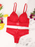 Ensemble à large empiècement dentelle - Rouge - 1