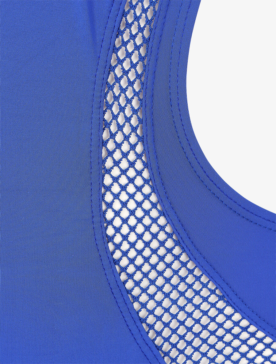 Maillot une pièce à empiècements en résille - Bleu électrique - 3