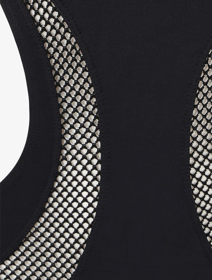 Maillot une pièce à empiècements en résille - Noir - 3