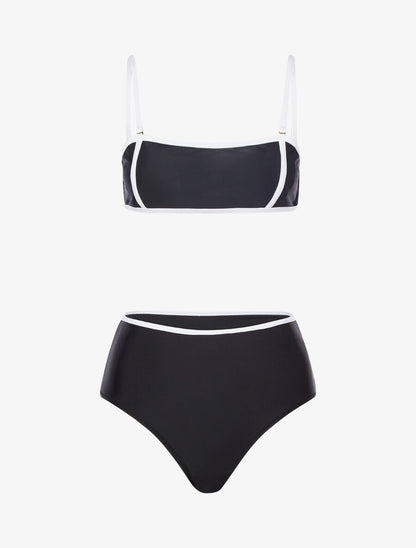 Bikini à liserés contrastants - Noir - 1