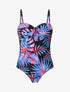 Maillot de bain une pièce imprimé feuille tropicales - Noir - 4