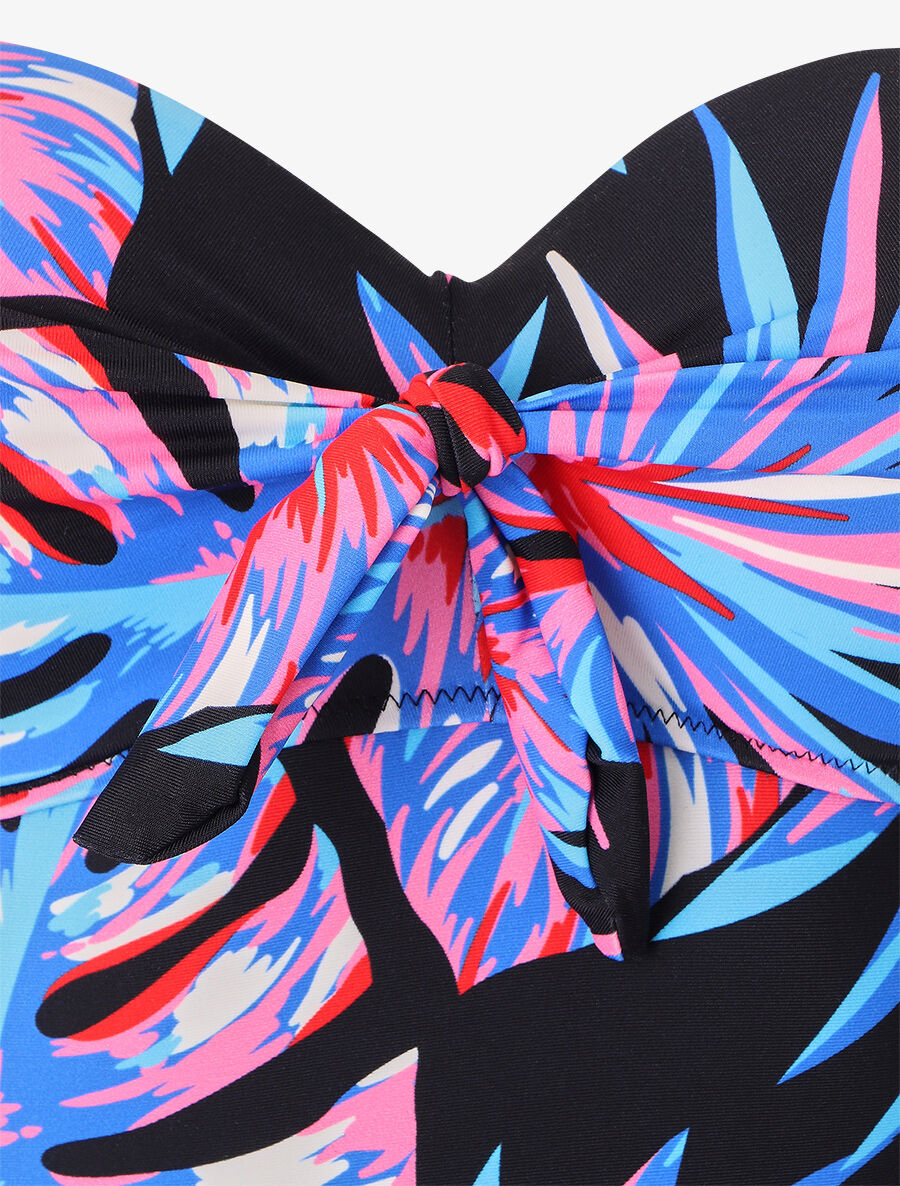 Maillot de bain une pièce imprimé feuille tropicales - Noir - 3