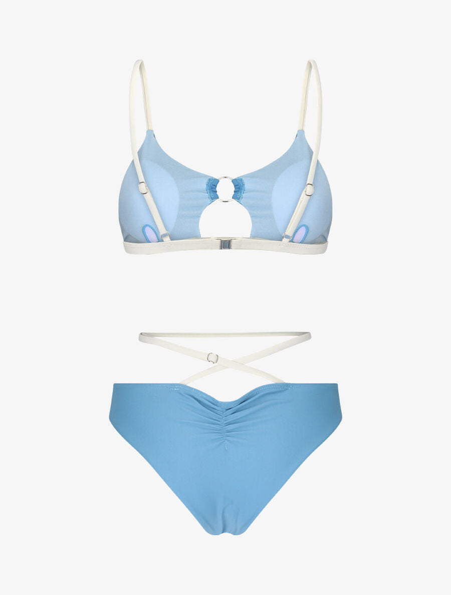 Bikini échancré à anneau - Bleu ciel - 2