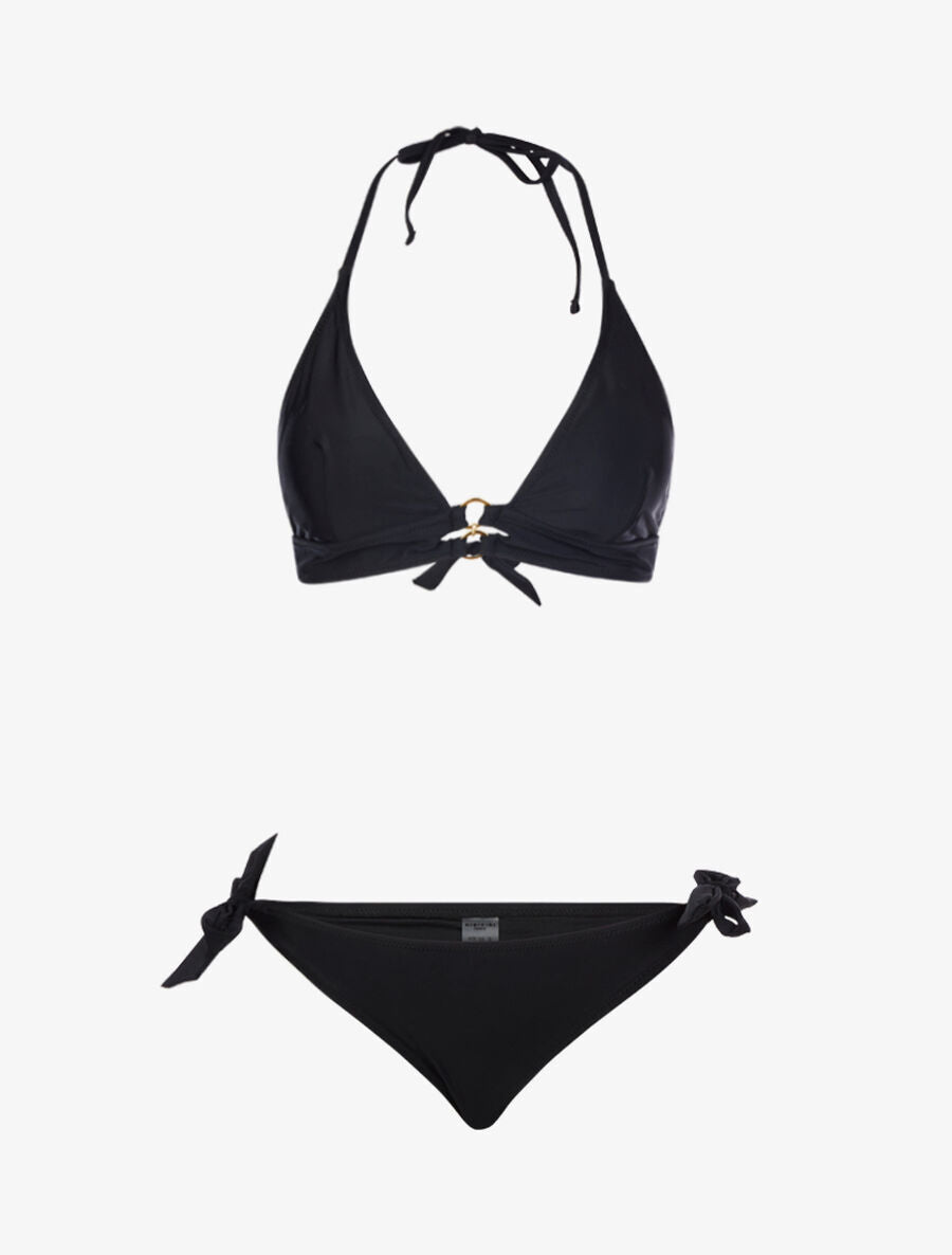 Bikini triangle à detail anneaux - Noir - 1