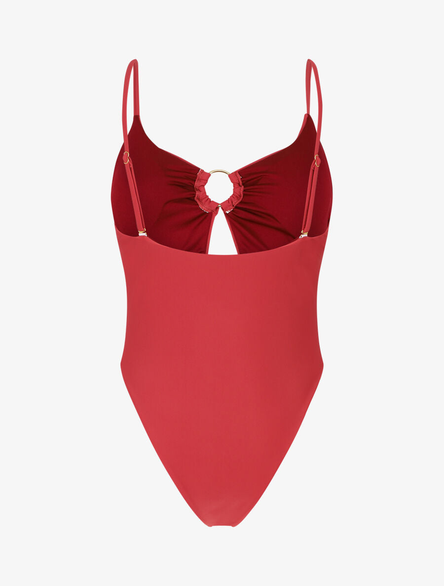 Maillot de bain une pièce échancré - Bois de rose - 2