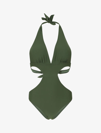 Maillot de bain échancré - Kaki - 4