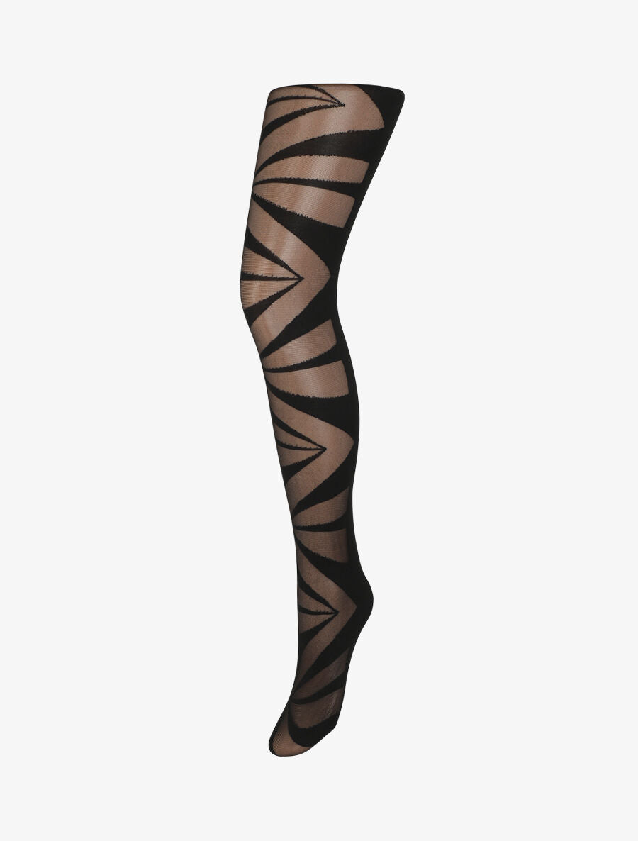 Collants en voile à motifs graphiques - Noir - 1
