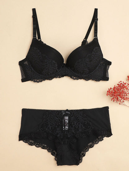 Ensemble à fine broderie festonnée et shorty - Noir - 4