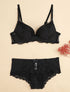 Ensemble à fine broderie festonnée et shorty - Noir - 4