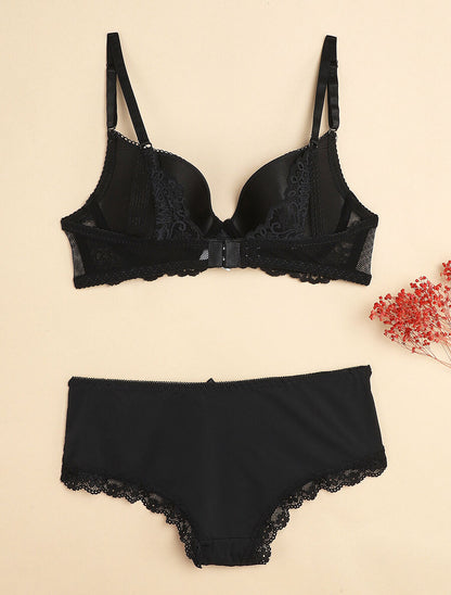 Ensemble à fine broderie festonnée et shorty - Noir - 2