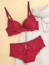 Ensemble à jeu de broderie résille et shorty - Prune - 1