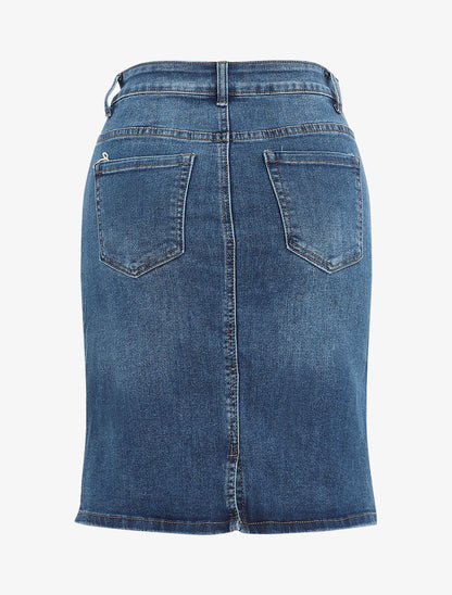 Jupe en jean coupe droite - Bleu - 2