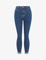 Jean skinny à ourlet - Bleu denim - 1