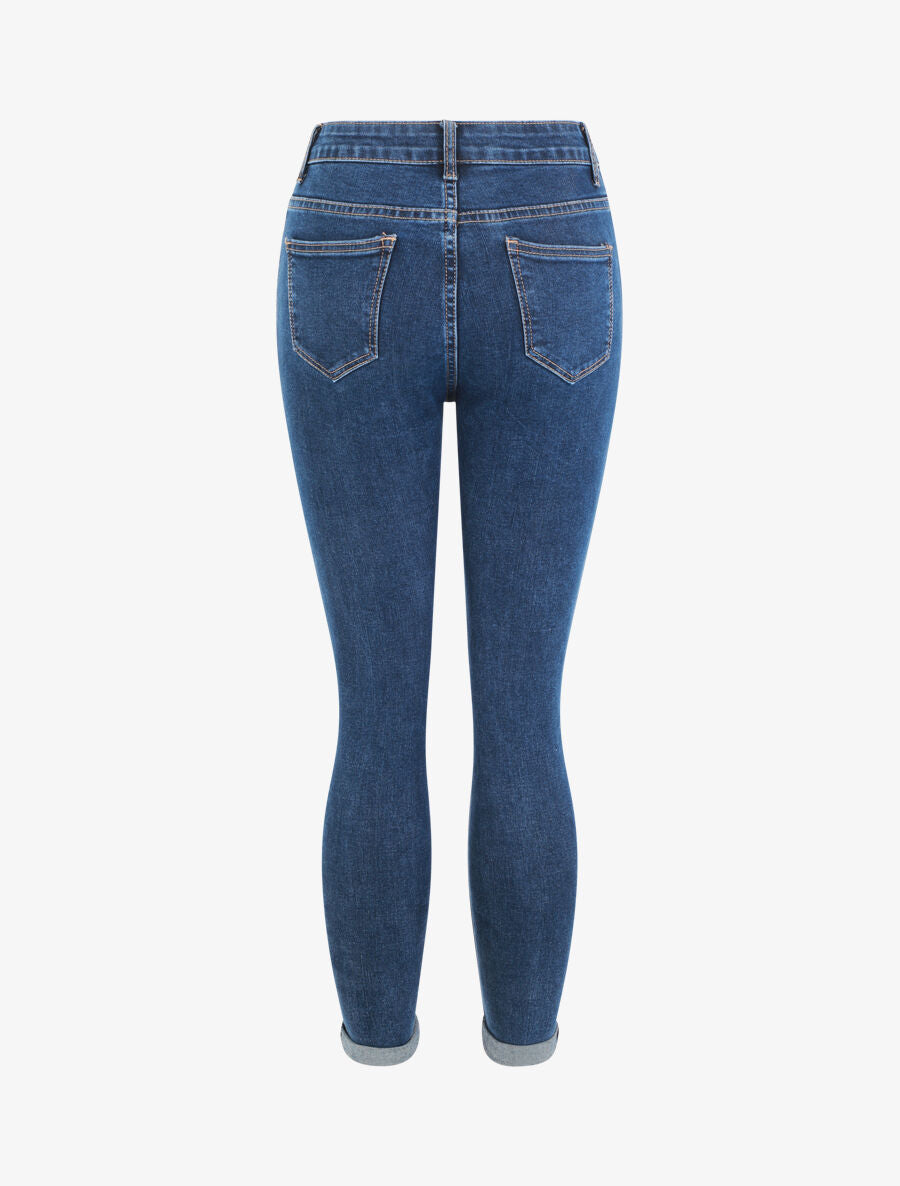 Jean skinny à ourlet - Bleu denim - 2