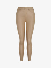 Jean skinny ciré taille haute - Beige - 1