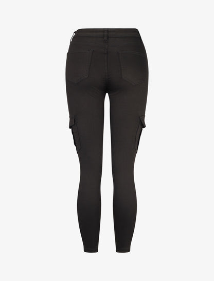 Jean style cargo coupe skinny - Noir - 2